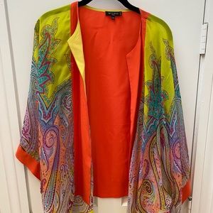 Etro paisley orange silk kimono